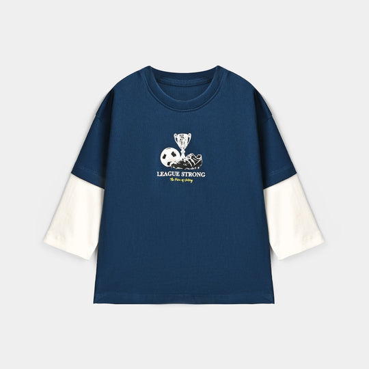 Boys Cotton Jersey T-Shirt F/S League Strong-Sailr.Blue