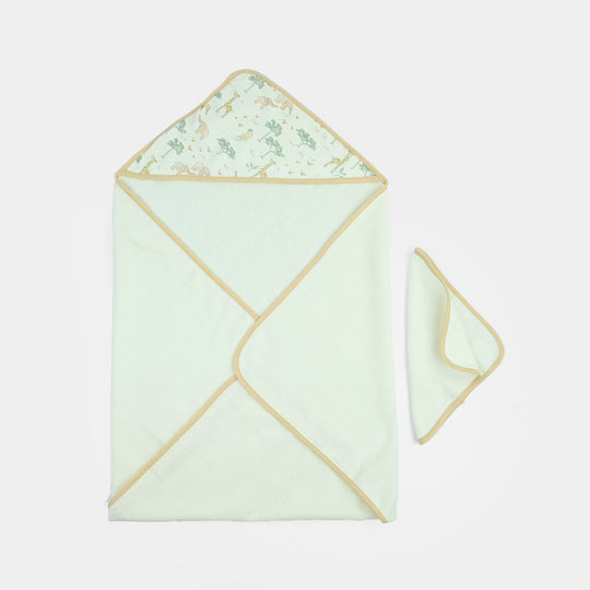 Baby Hooded Bath Towel & Matching Washcloth Set
