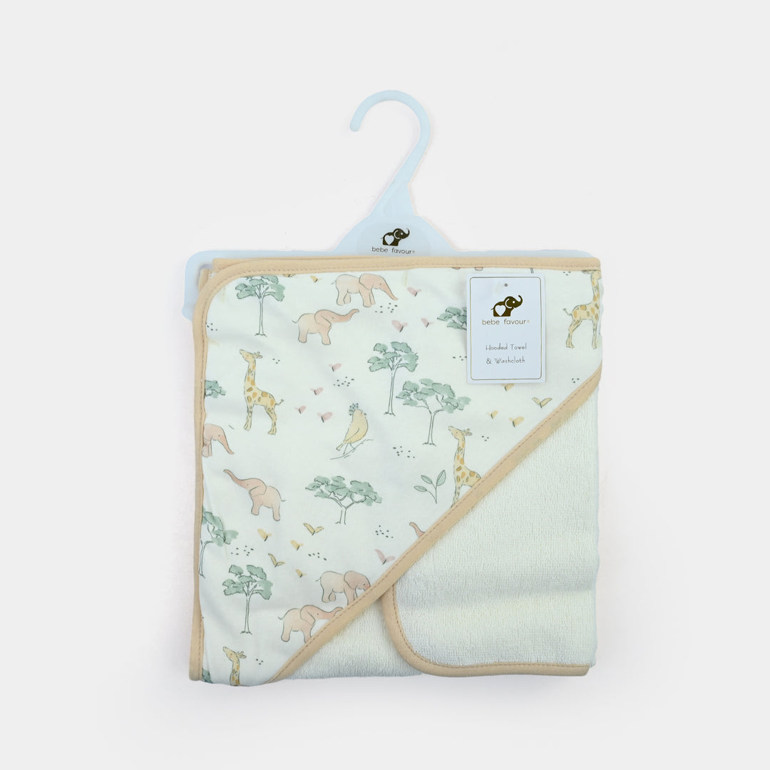 Baby Hooded Bath Towel & Matching Washcloth Set