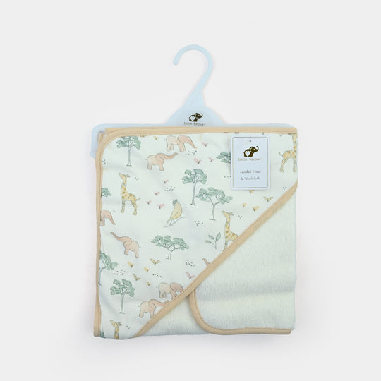 Baby Hooded Bath Towel & Matching Washcloth Set