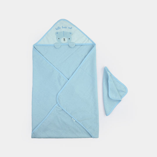 Baby Hooded Bath Towel & Matching Washcloth Set