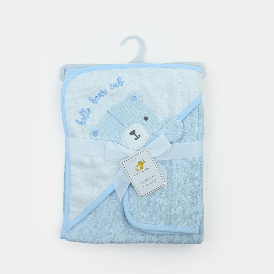 Baby Hooded Bath Towel & Matching Washcloth Set