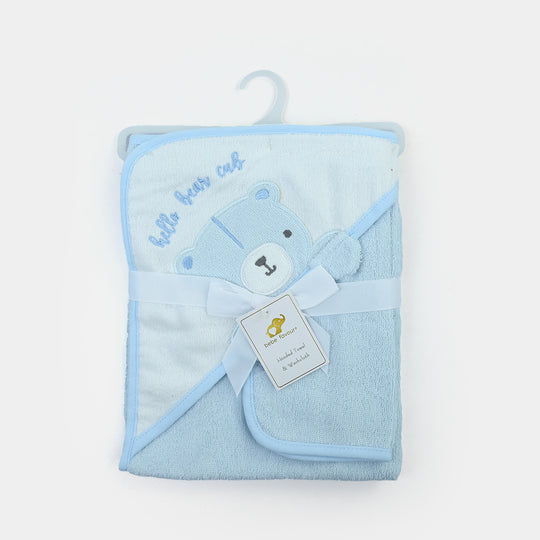 Baby Hooded Bath Towel & Matching Washcloth Set