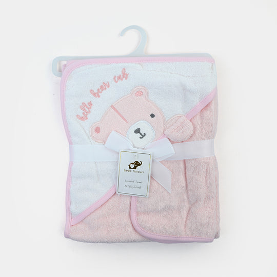 Baby Hooded Bath Towel & Matching Washcloth Set