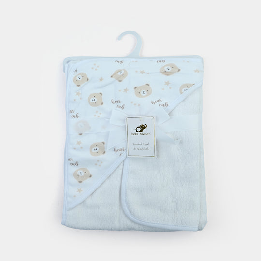 Baby Hooded Bath Towel & Matching Washcloth Set