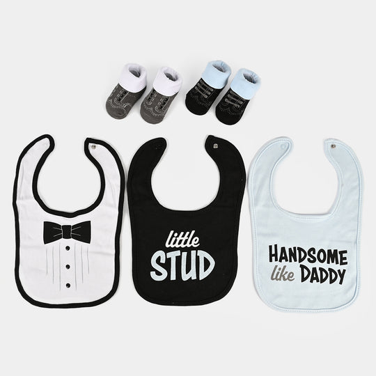 Baby Bib Set 3Pcs with 2 Pair of Socks