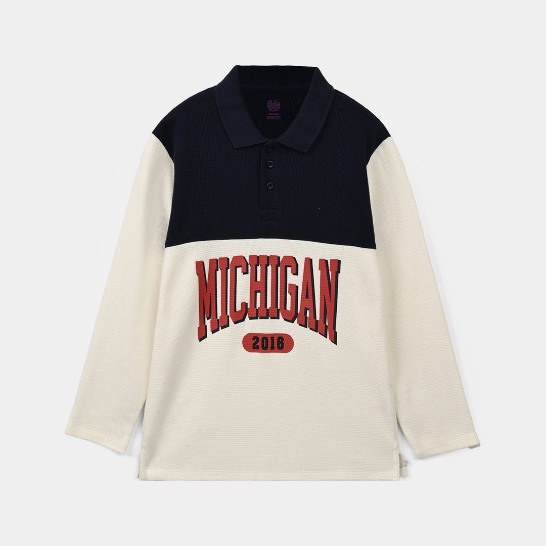 Boys Thermal Polo F/S Michigah-Off.White