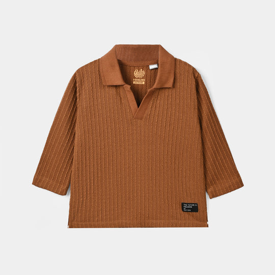 Boys Sweater knit Polo F/S Freedom-BROWN
