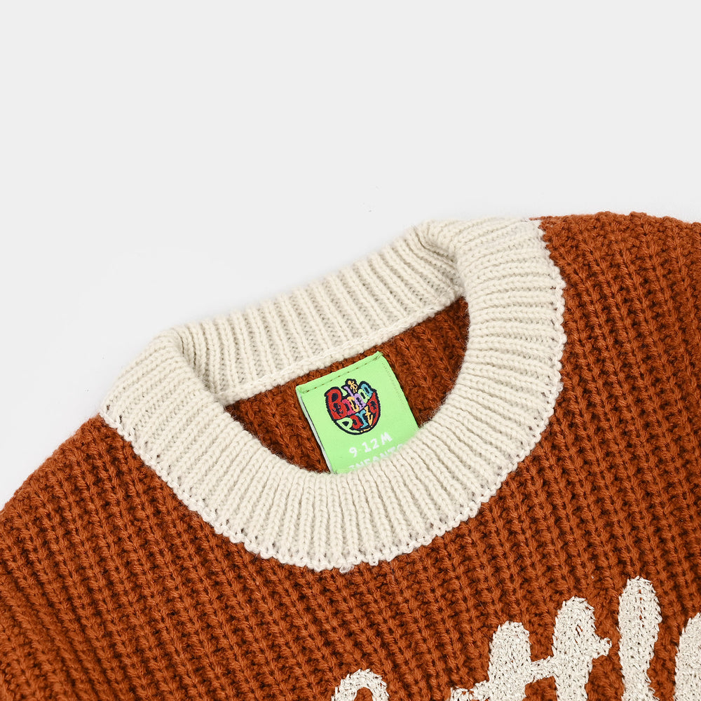 Infant Boys Acrylic Sweater-Pumpkin-D.Orange
