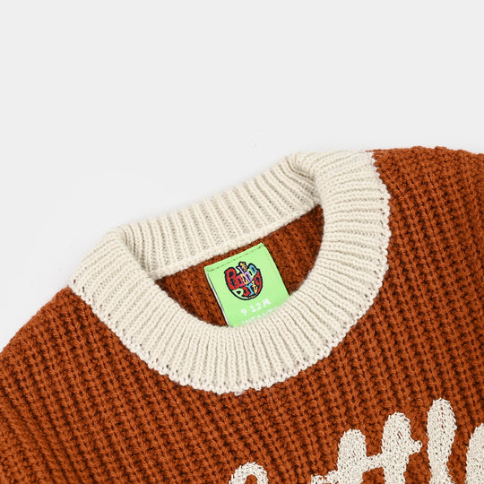 Infant Boys Acrylic Sweater-Pumpkin-D.Orange