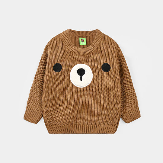 Infant Boys Acrylic Sweater-Grizzly-BROWN