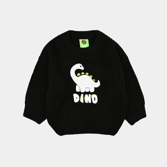 Infant Boys Acrylic Sweater-Dino Munch-BLACK