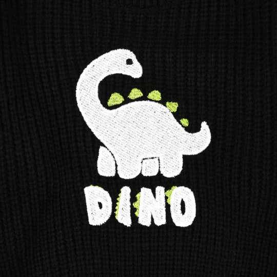 Infant Boys Acrylic Sweater-Dino Munch-BLACK