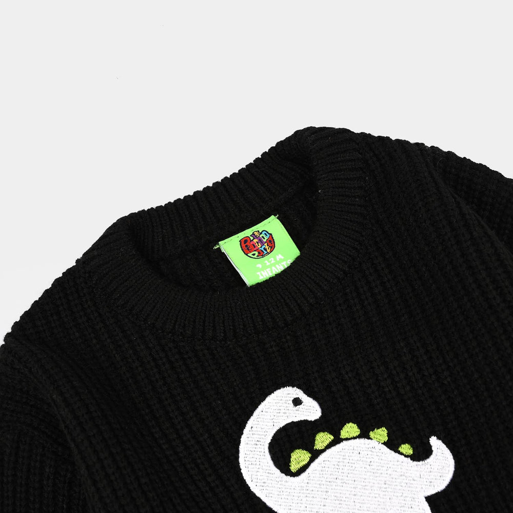Infant Boys Acrylic Sweater-Dino Munch-BLACK