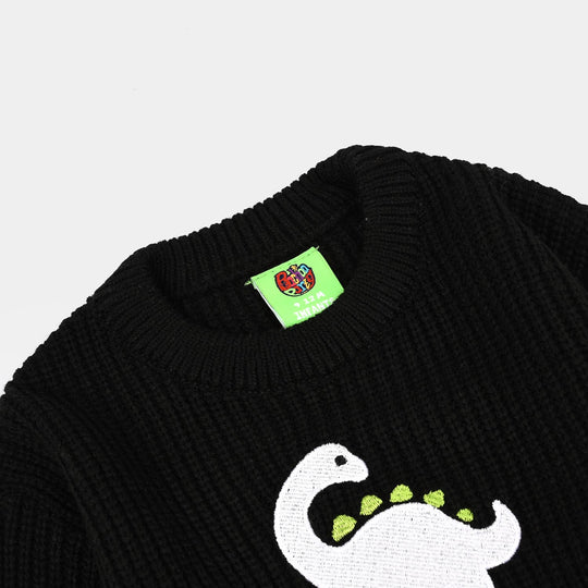 Infant Boys Acrylic Sweater-Dino Munch-BLACK