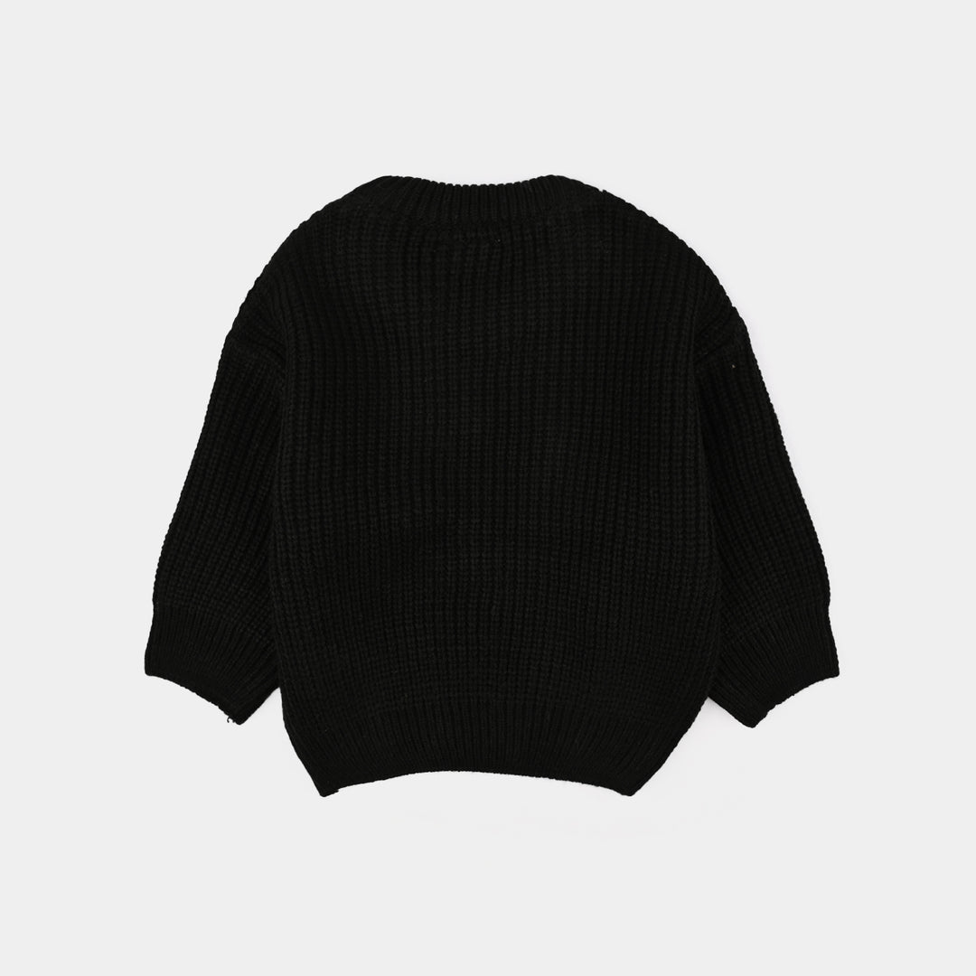 Infant Boys Acrylic Sweater-Dino Munch-BLACK
