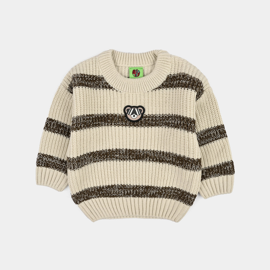 Infant Boys Acrylic Sweater-Cool Dude-Brown/Off White
