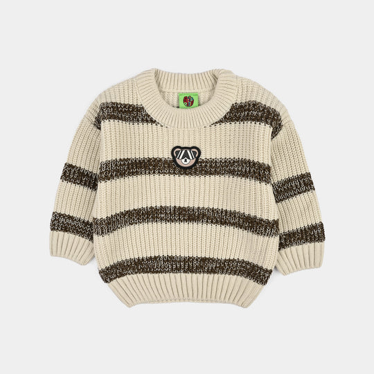 Infant Boys Acrylic Sweater-Cool Dude-Brown/Off White
