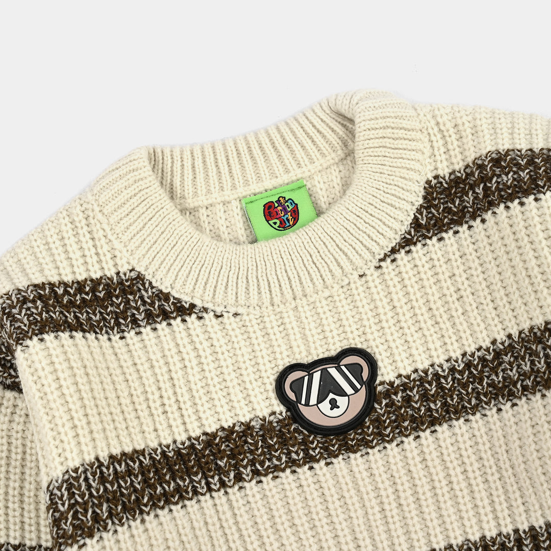 Infant Boys Acrylic Sweater-Cool Dude-Brown/Off White