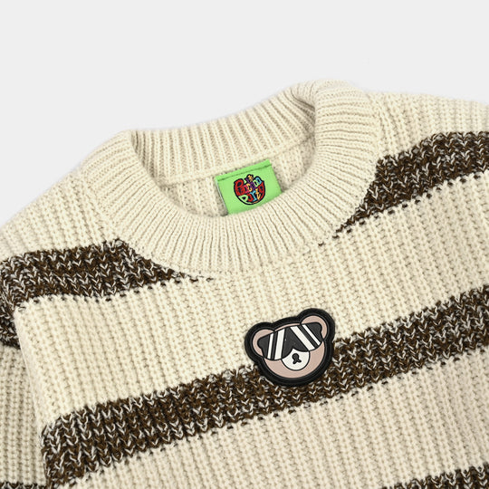 Infant Boys Acrylic Sweater-Cool Dude-Brown/Off White