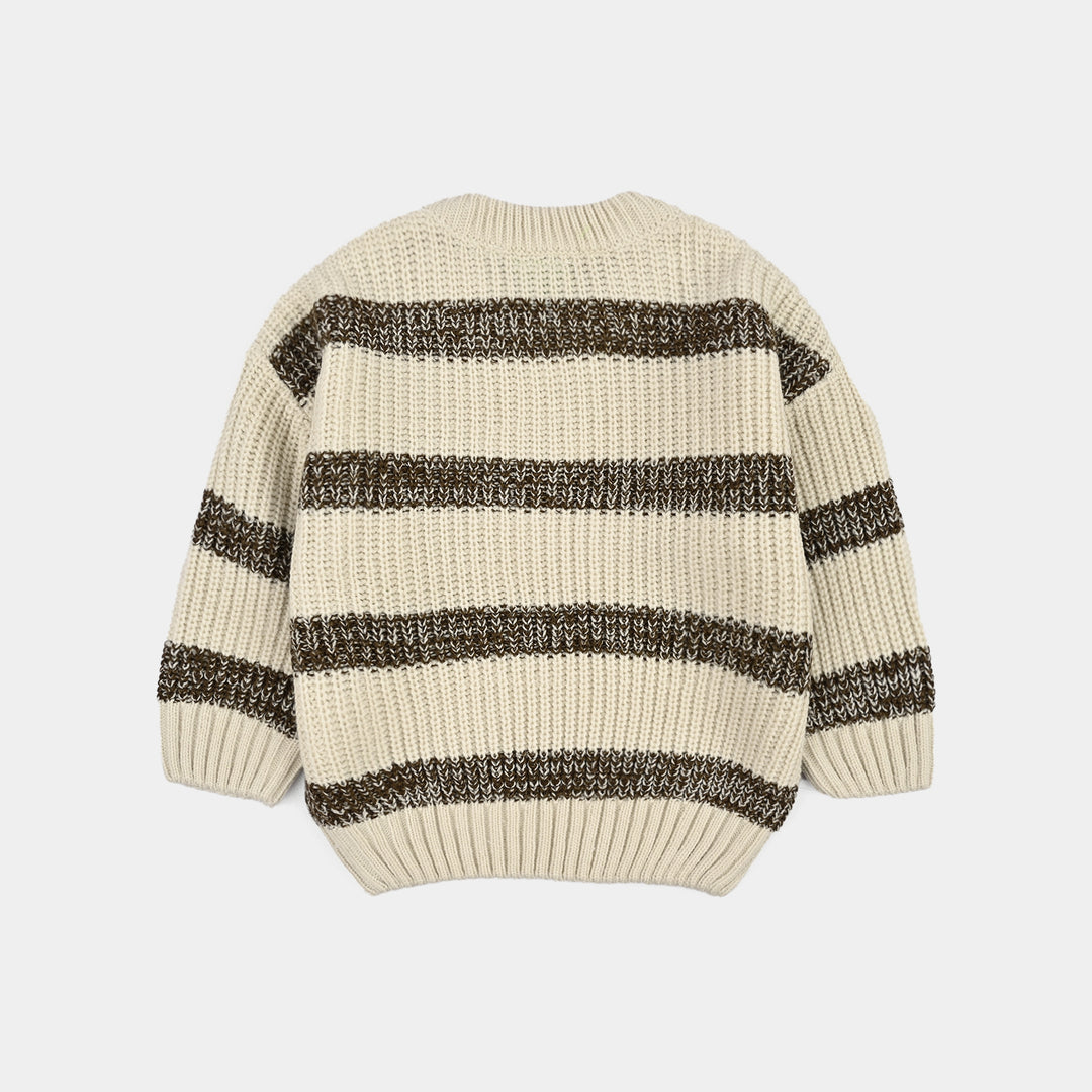 Infant Boys Acrylic Sweater-Cool Dude-Brown/Off White
