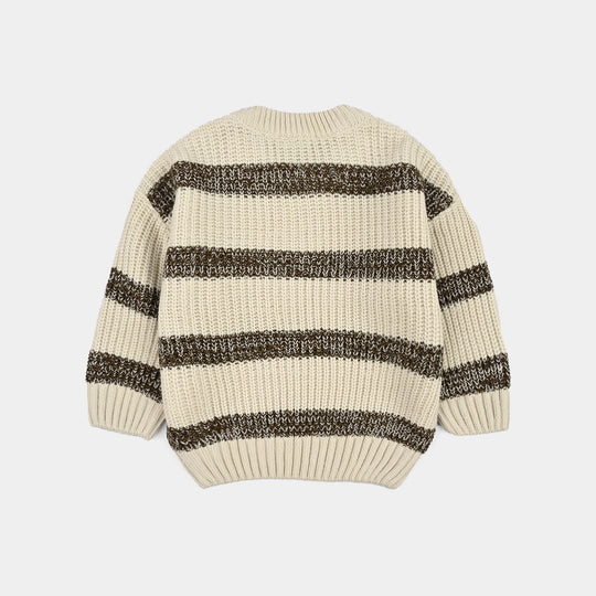 Infant Boys Acrylic Sweater-Cool Dude-Brown/Off White