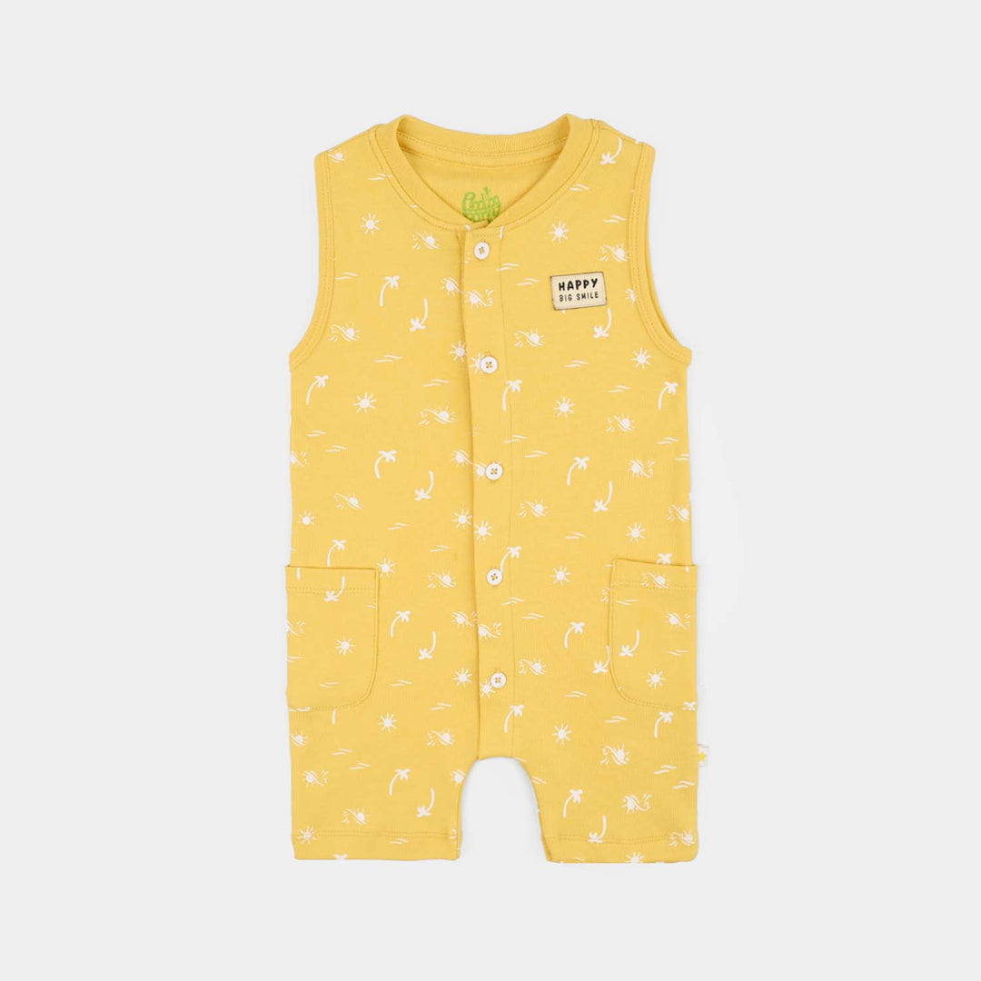 Infant Boys Cotton Interlock Romper Palm Tree-Yellow
