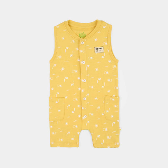 Infant Boys Cotton Interlock Romper Palm Tree-Yellow