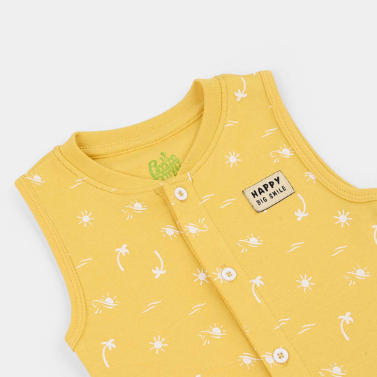 Infant Boys Cotton Interlock Romper Palm Tree-Yellow