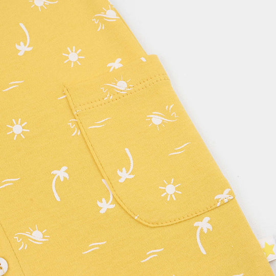 Infant Boys Cotton Interlock Romper Palm Tree-Yellow
