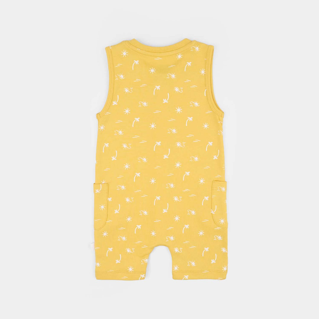 Infant Boys Cotton Interlock Romper Palm Tree-Yellow