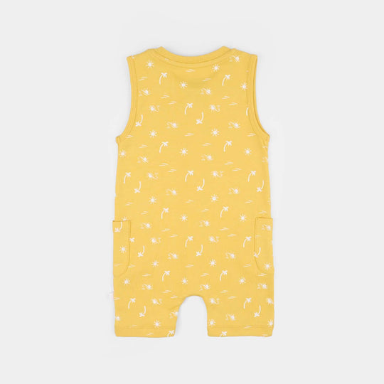 Infant Boys Cotton Interlock Romper Palm Tree-Yellow