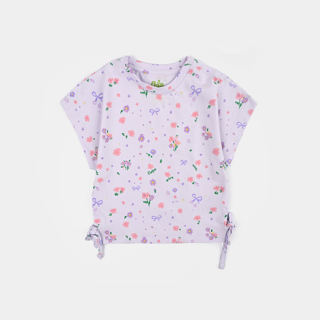 Infant Girls Cotton Interlock T Shirt Purple Flower-LT.Purple