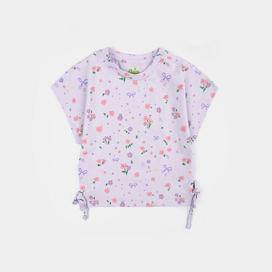 Infant Girls Cotton Interlock T Shirt Purple Flower-LT.Purple