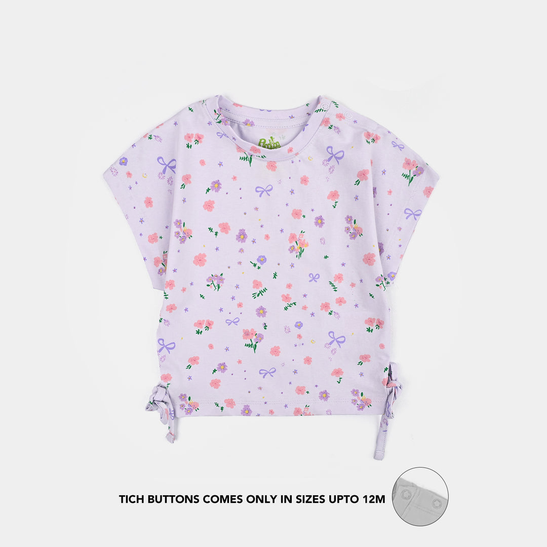 Infant Girls Cotton Interlock T Shirt Purple Flower-LT.Purple