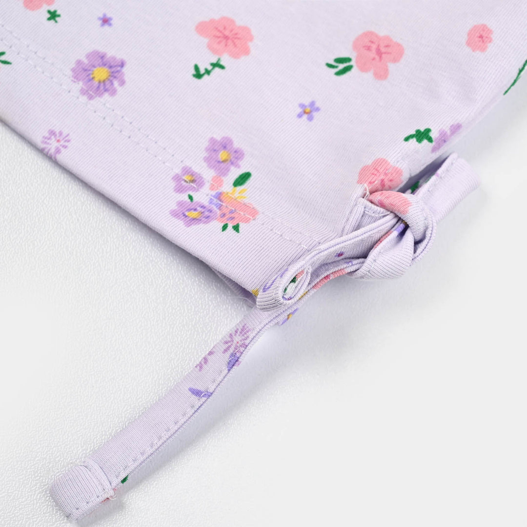 Infant Girls Cotton Interlock T Shirt Purple Flower-LT.Purple