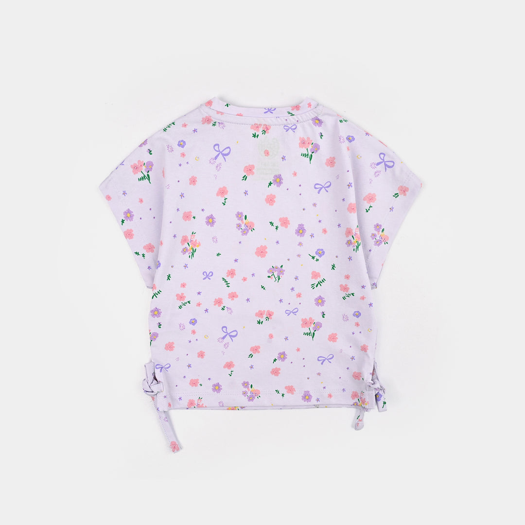 Infant Girls Cotton Interlock T Shirt Purple Flower-LT.Purple