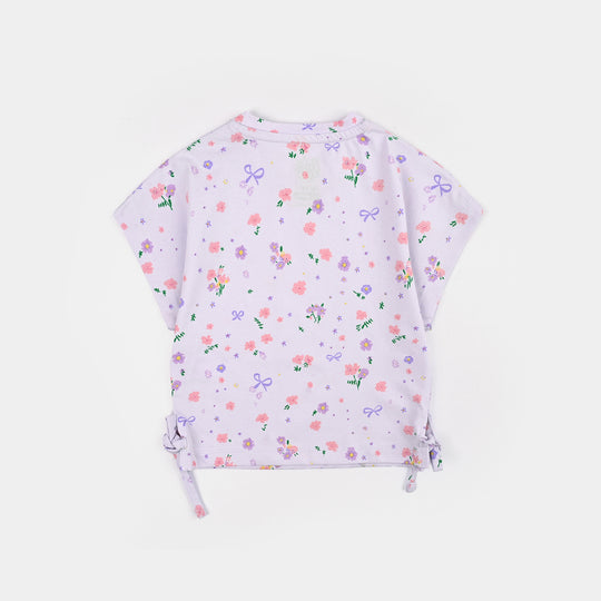 Infant Girls Cotton Interlock T Shirt Purple Flower-LT.Purple