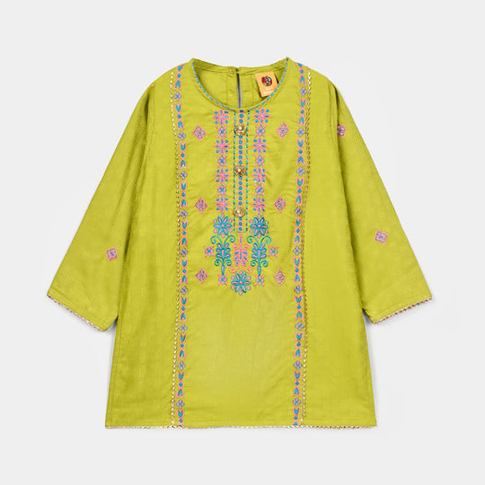 Girls Raw Silk 2Pcs Artistic - Olive Green