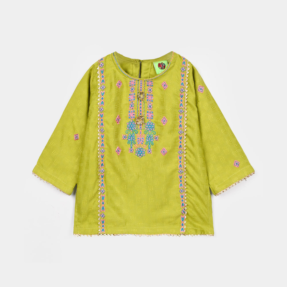 Infant Girls Raw Silk 2Pcs Artistic-Olive.Green