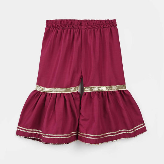 Infant Girls Raw Silk 2Pcs Chanda - Burgundy
