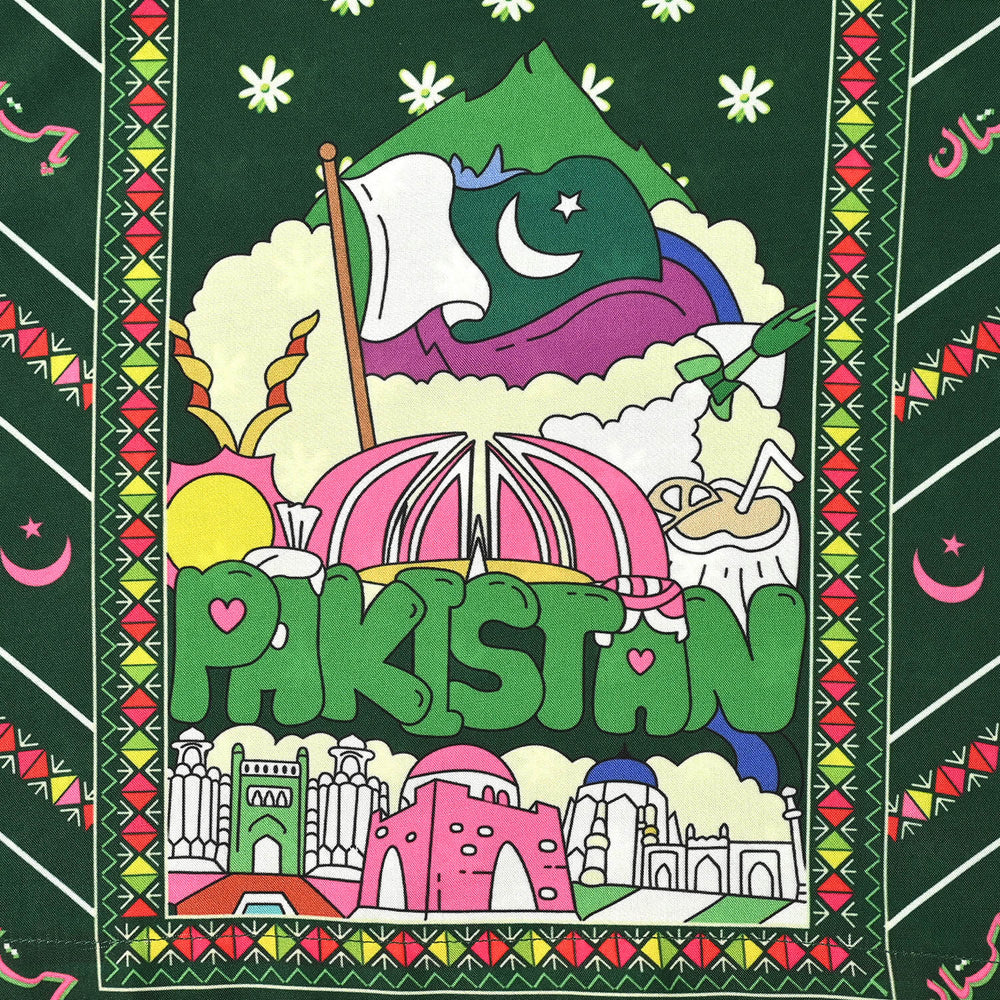 Girls Poly Lawn Printed Kruti Jasmine-Green