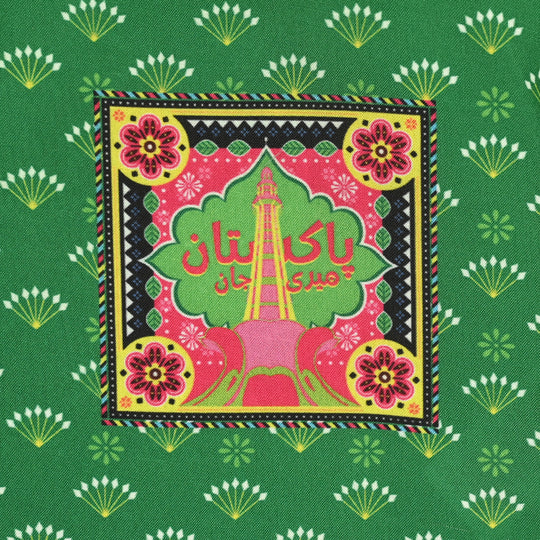 Girls Poly Lawn IND Top Printed Pocket-Green