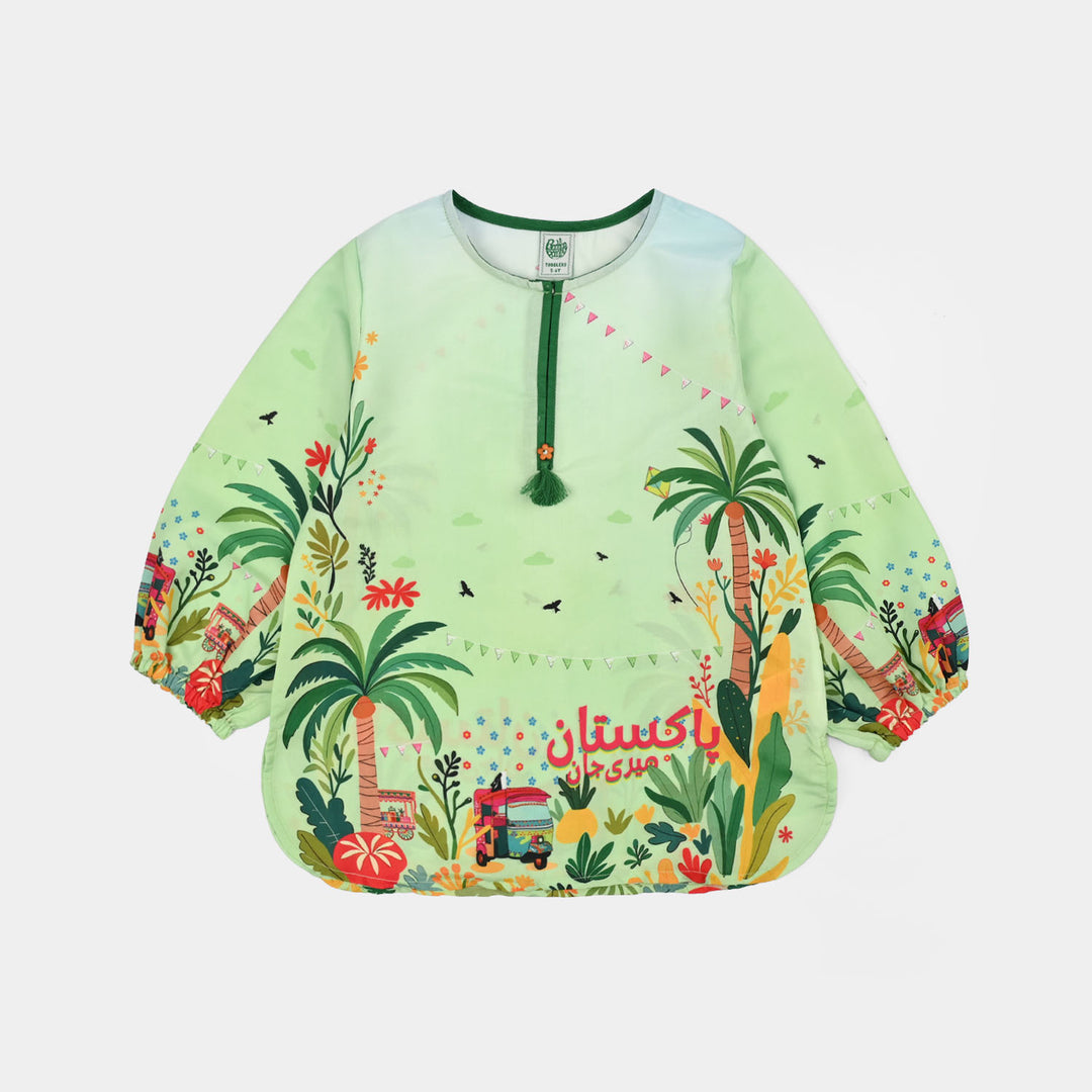 Girls Polyester Casual Top Auto Rickshaw - Light Green