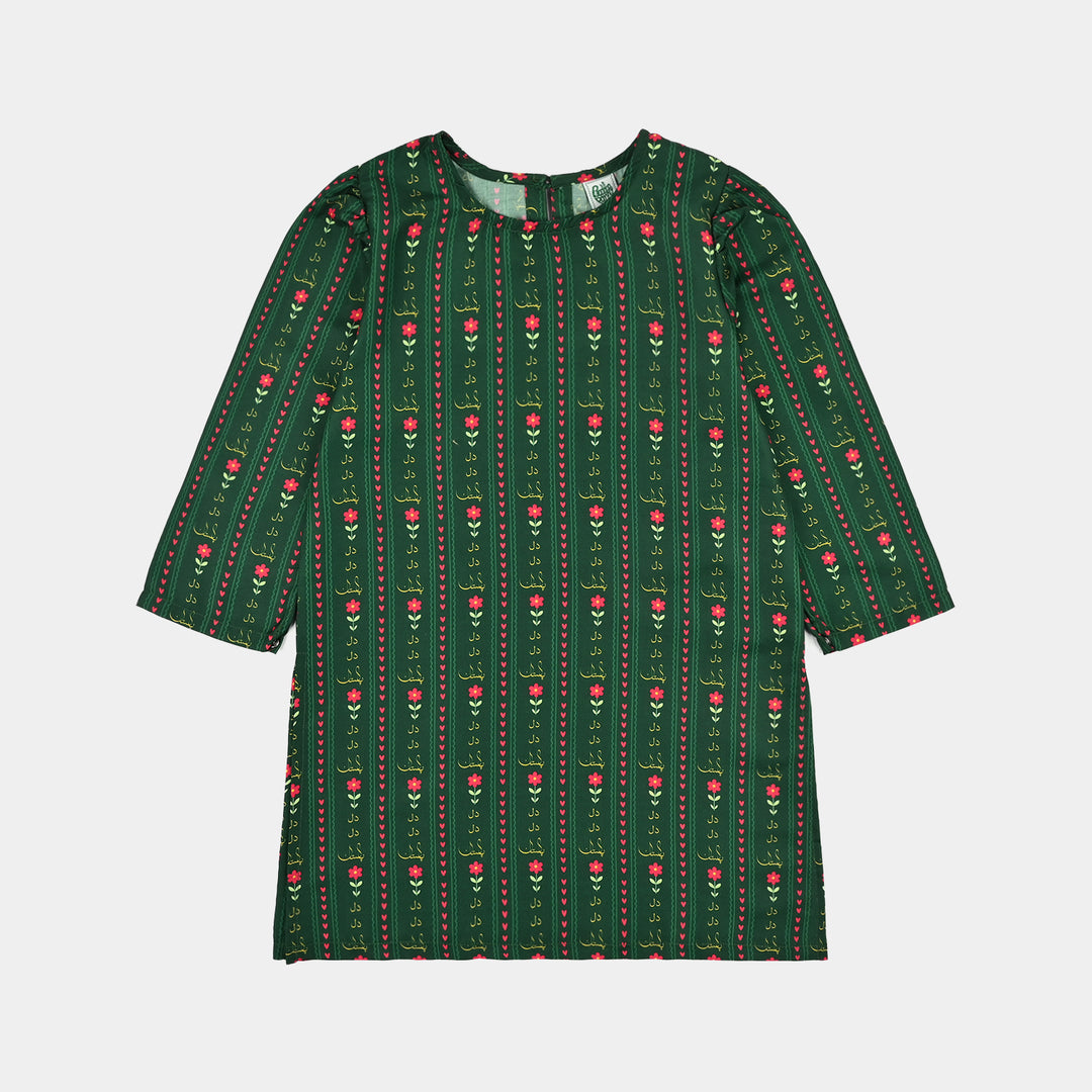 Girls Polyester Printed 3Pcs Ind Dil Dil Pakistan-L.Green