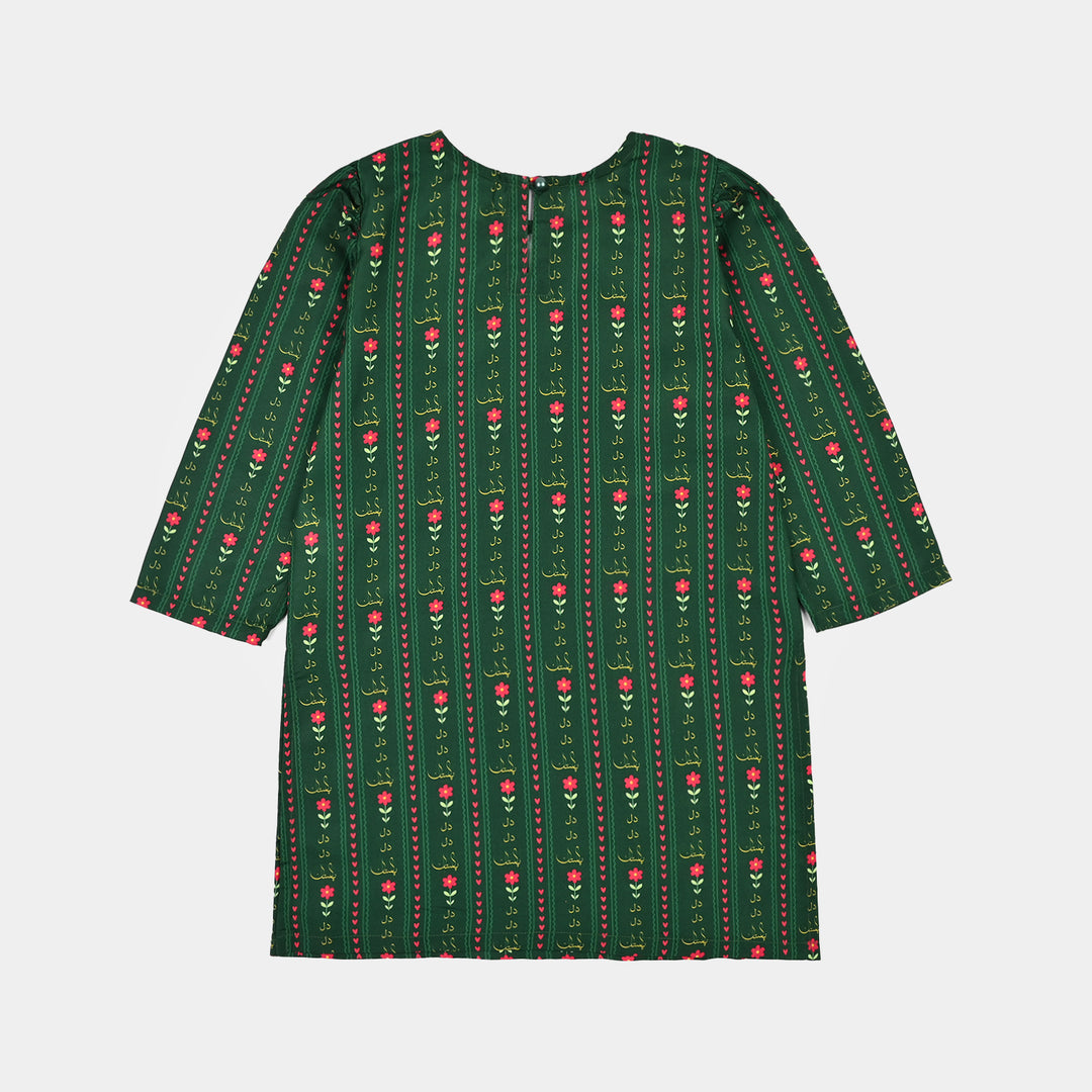 Girls Polyester Printed 3Pcs Ind Dil Dil Pakistan-L.Green