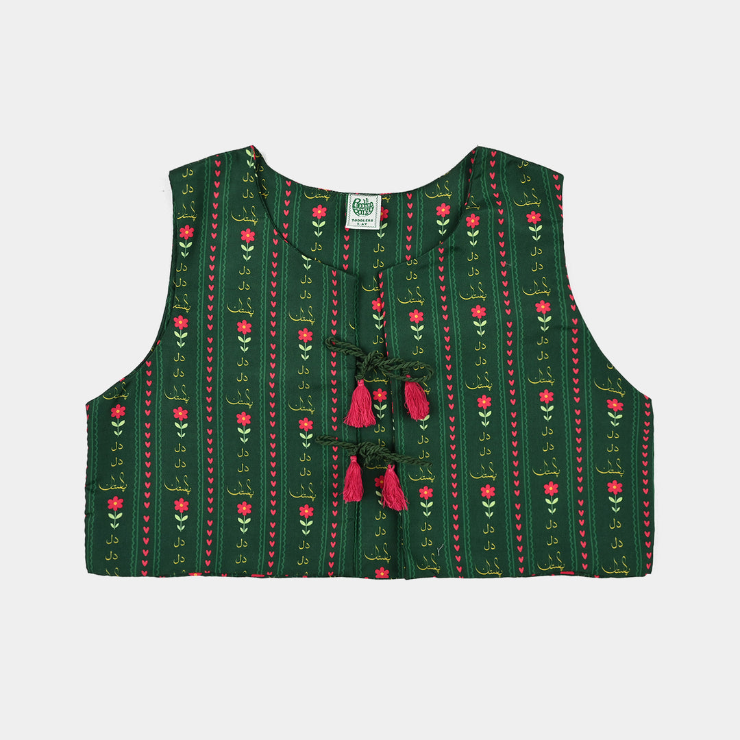 Girls Polyester Printed 3Pcs Ind Dil Dil Pakistan-L.Green