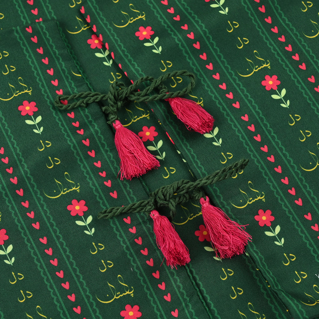 Girls Polyester Printed 3Pcs Ind Dil Dil Pakistan-L.Green