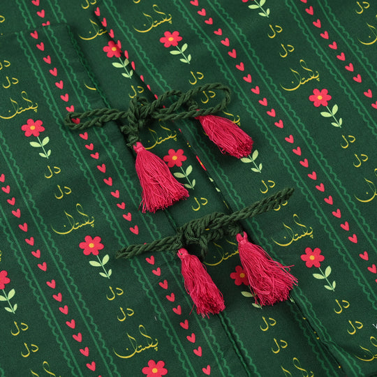 Girls Polyester Printed 3Pcs Ind Dil Dil Pakistan-L.Green