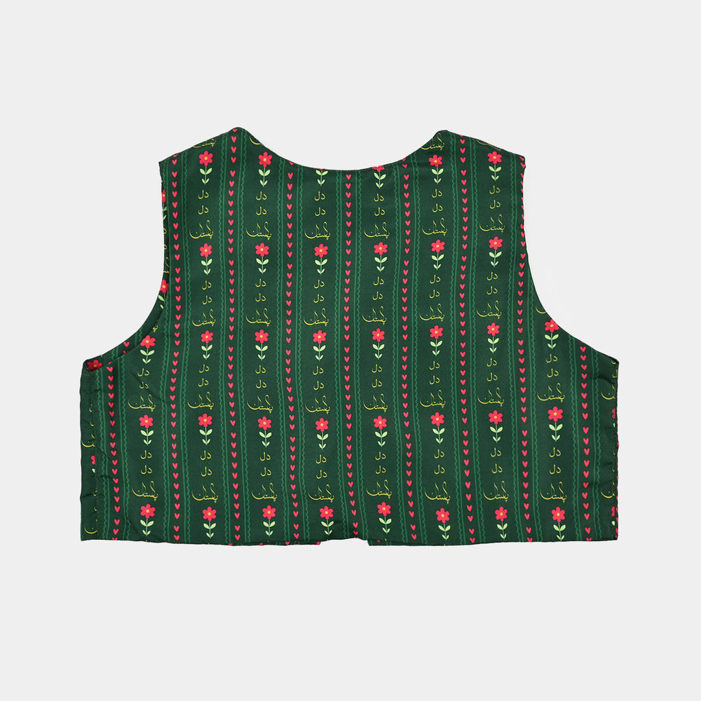 Girls Polyester Printed 3Pcs Ind Dil Dil Pakistan-L.Green